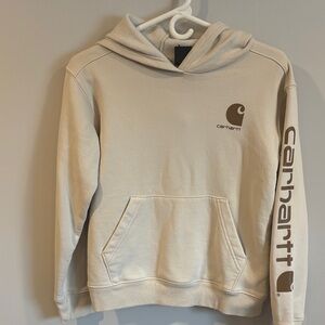 Carhartt Beige Hoodie with Iconic Brown Logo, Boys size medium